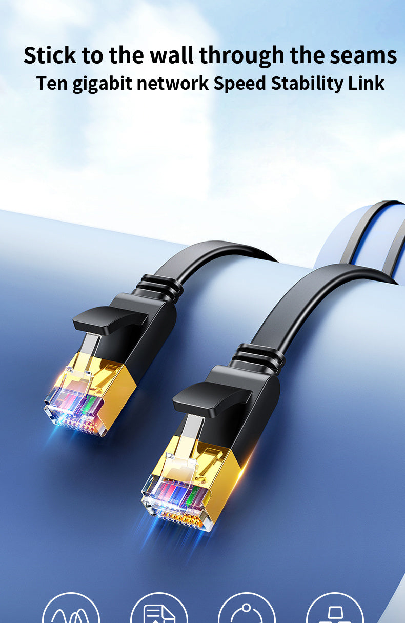 Cat 7 Ethernet Cable High Speed, Shielded Flat Internet Cable With Clips.