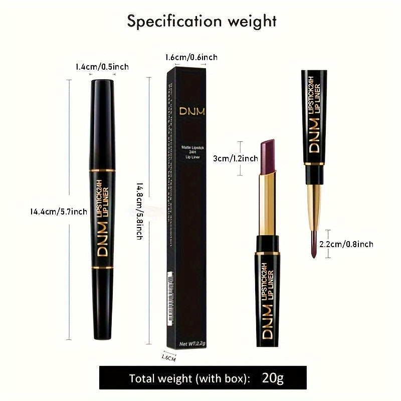 Double-Ended Gel Lipstick & Liner - Long-Lasting, High-Pigmented, Waterproof, Natural Makeup Effect for All Skin Types - Perfect Valentines Day Gift