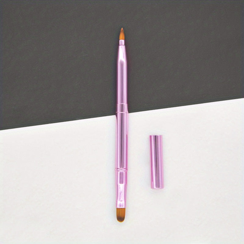 Two-Headed Retractable Lipstick Brushes - Soft Nylon Bristles, Durable Metal Rod, Unscented, All Skin Types, Portable Makeup Tool with Protective Cover for Women and Ladies