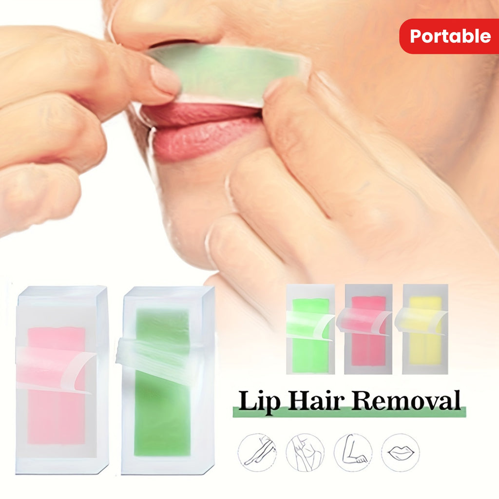 WAXKISS Green Aloe Vera Hair Removal Wax Strips Ready-To-Use Peel-Off Face Eyebrow Lip Mustache Cheek Wax Hair Removal Small Wax Strips Portable And Practical Painless And Fast Hair Removal Gentle And Non-Irritating 20 Small