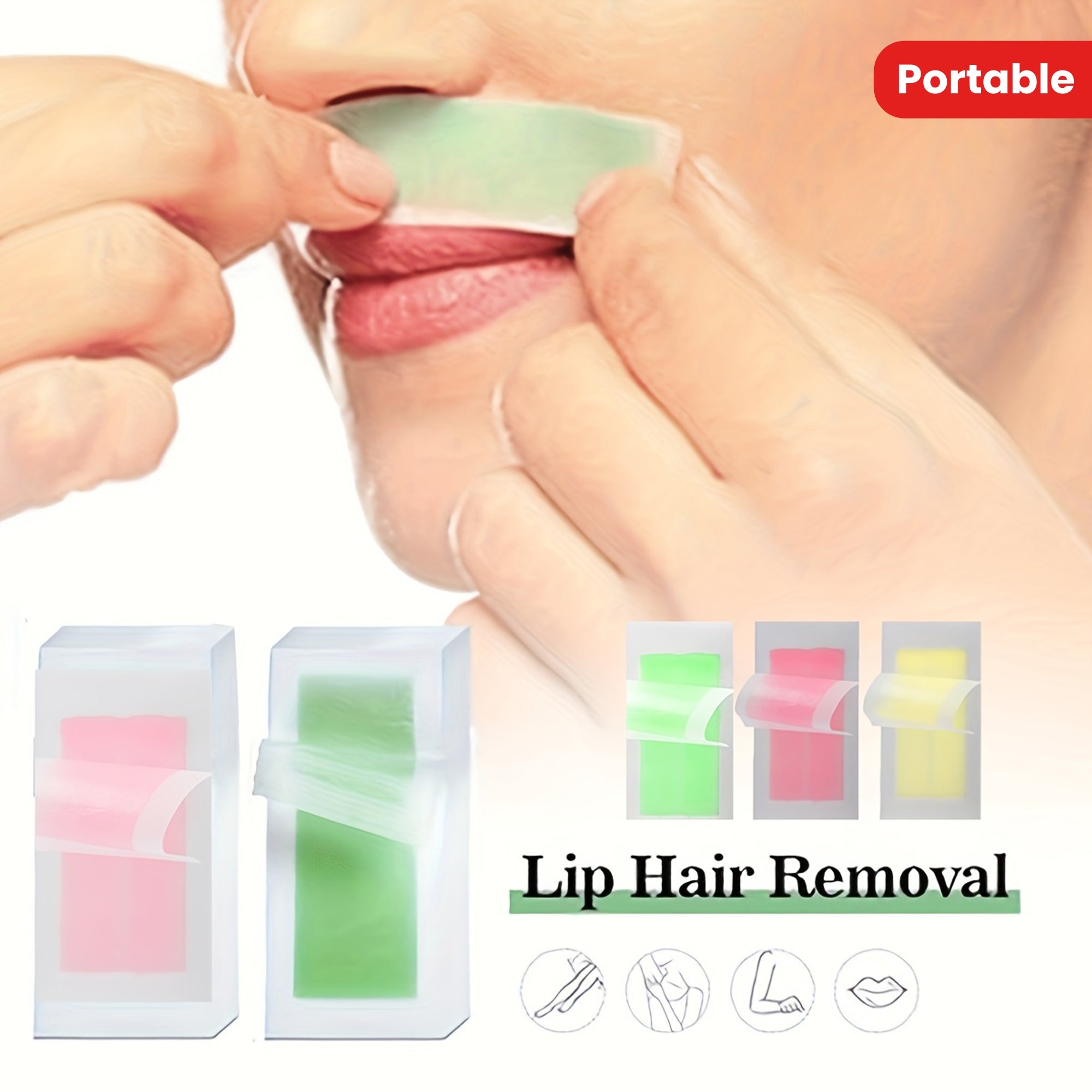 WAXKISS Green Aloe Vera Hair Removal Wax Strips Ready-To-Use Peel-Off Face Eyebrow Lip Mustache Cheek Wax Hair Removal Small Wax Strips Portable And Practical Painless And Fast Hair Removal Gentle And Non-Irritating 20 Small