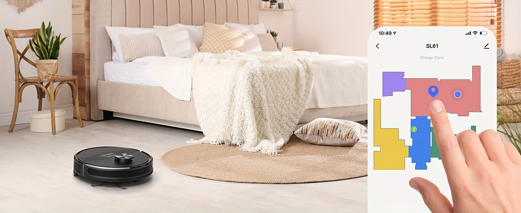 Robot Vacuum Cleaner And Mop Combo 4000Pa, Lubluelu SL61D Robotic Vacuum, 150Mins Max, 55dB, 10 No-Go Zones For Pet Hair Carpets Floor