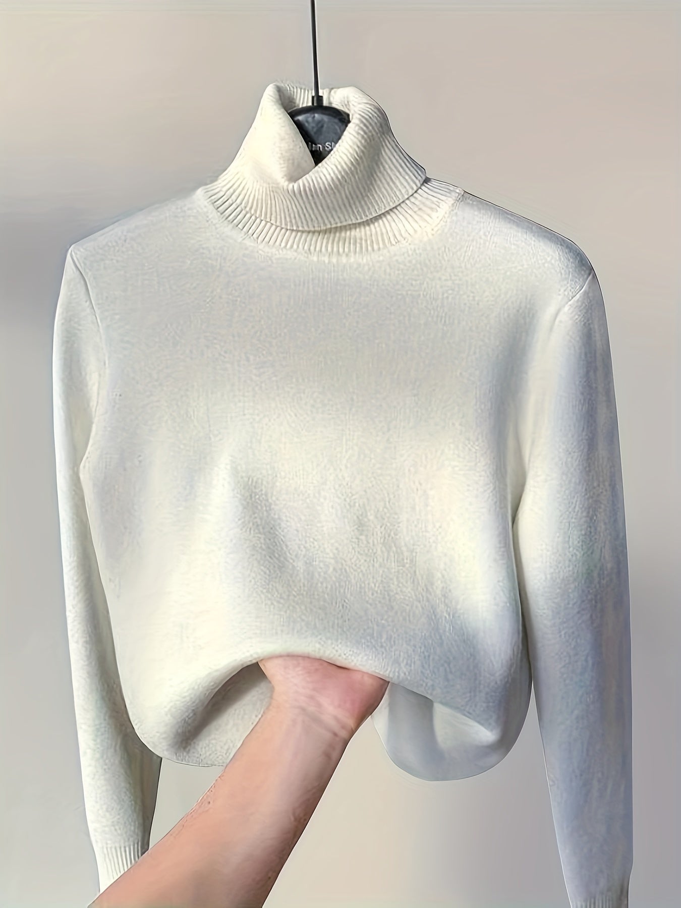Solid Turtle Neck Pullover Sweater, Casual Long Sleeve Thermal Sweater For Fall & Winter, Women's Clothing