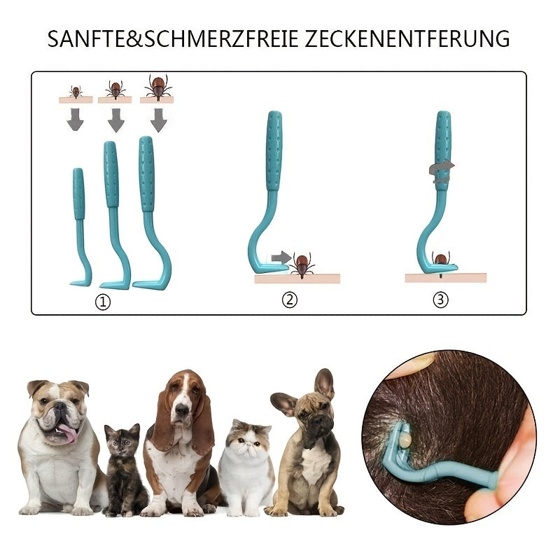 Pain-Free Tick Removal Tool For Dogs And Cats - Plastic Tick Puller And Grabber For Entire Head And Body