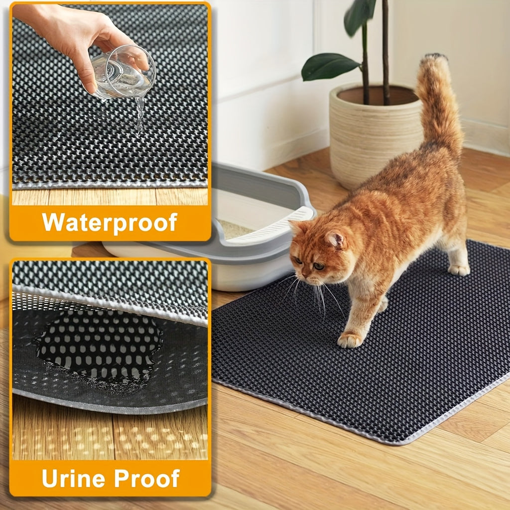 Cat Litter Mat, Beautiful Honeycomb Cat Litter Box Catcher Pad, Suitable for Cats, Odor Control Double Layer, Urine Waterproof, Washable, Phthalate-Free