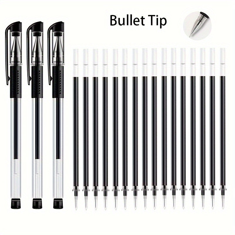 3 Pens + 15 Refills Gel Pen Set School Supplies Black Blue Red Ink Color 0.5Mm Ballpoint Pen Kawaii Pen Student School Office Stationery