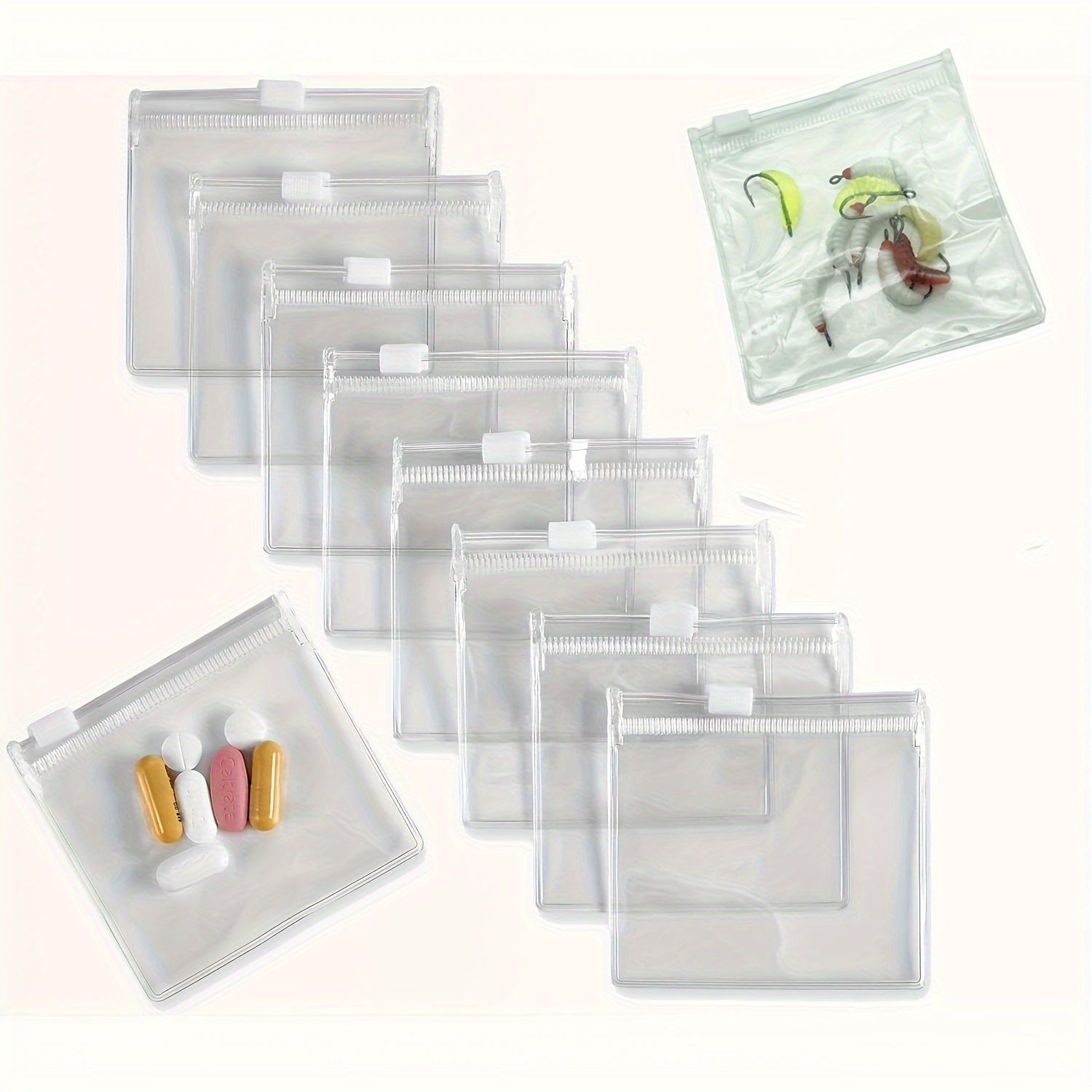 5/10/20/50/100pcs Jewelry Storage Roll, Reusable Zipper Pouch Set for Accessories and Synthetic Gemstones, Self-Sealing Bait Bag Medicine Organizer with Travel Accessory, Jewelry Rolls