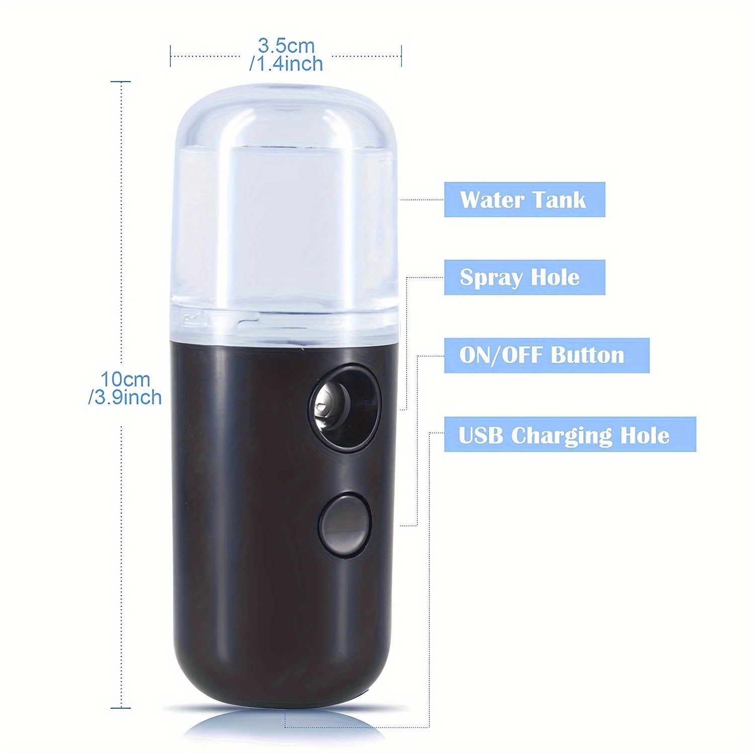 Cloud Prime Portable Mini USB Rechargeable Mist 30ml - Long-Lasting Battery, Formaldehyde-Free, 3 Colors (White/Pink/Red) with Ergonomic Design for Face & Body Hydration, Travel-Friendly Skincare Tool, Sleek Cylindrical Desig