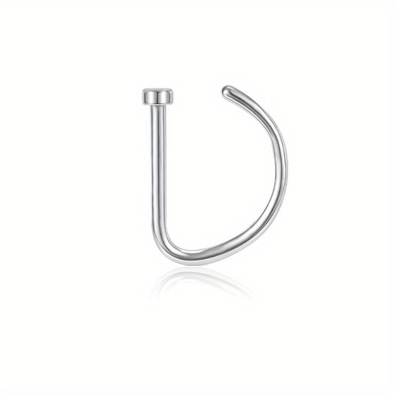 Trendy D-Shape Nose Clip - Fake Piercing Nose Ring for Women - Punk Style Body Jewelry with Comfortable Wear and Adjustable Design