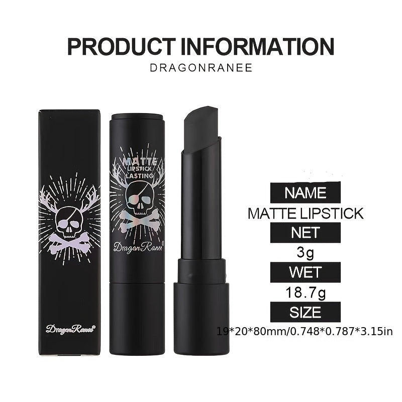 Matte Velvet Lipsticks,Black Color Long Lasting Moisturizing Smudge Proof Labiales Mate 24 Horas Originales Natural Matte Lipstick For Women Halloween Lip Tint Stain Makeup Set Vegan