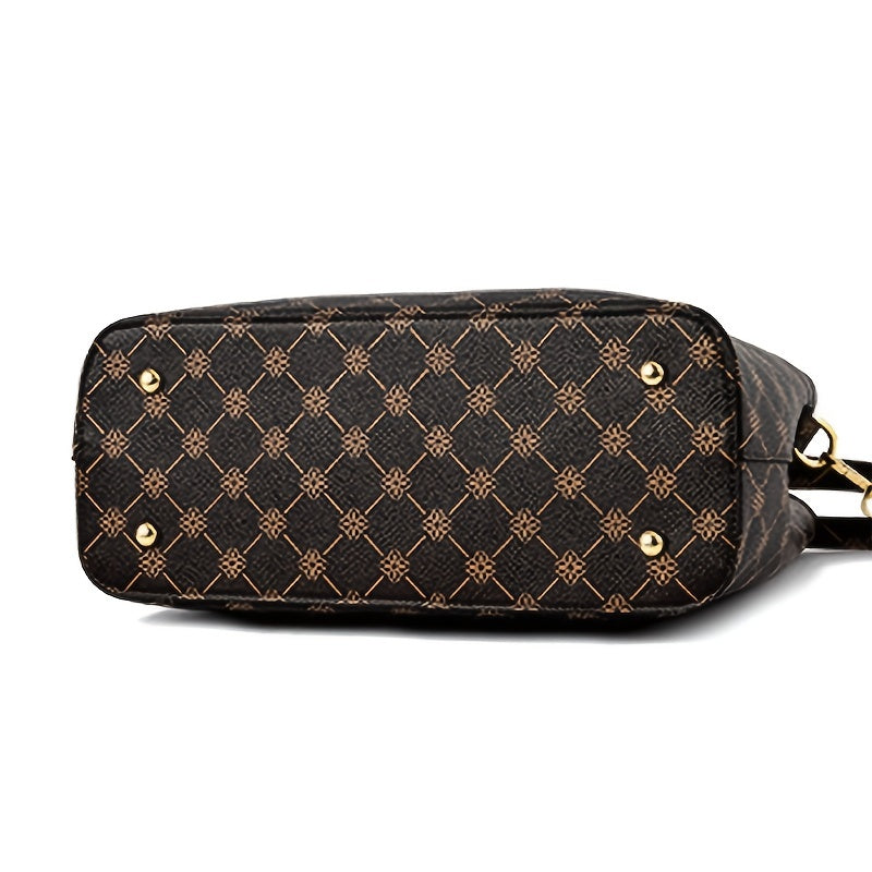 FKTSR Women's Elegant Floral Print Synthetic Leather Shoulder Bag with Detachable Strap & Tassel Accents - Summer Beach Tote, Casual Designer Handbag with Zipper Closure, Polyester Lining (Antique Bronze/Coffee/White/Black),