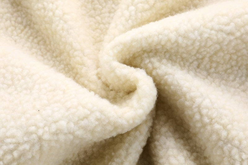 Men'S Winter Windbreaker Jacket with Lamb Fur Collar, Polyester 100% Windproof Zippered Sports Jacket, Alphabet Pattern, Regular Sleeve, Casual Outdoor Wear, H Fit, 150g/m² Fabric Weight