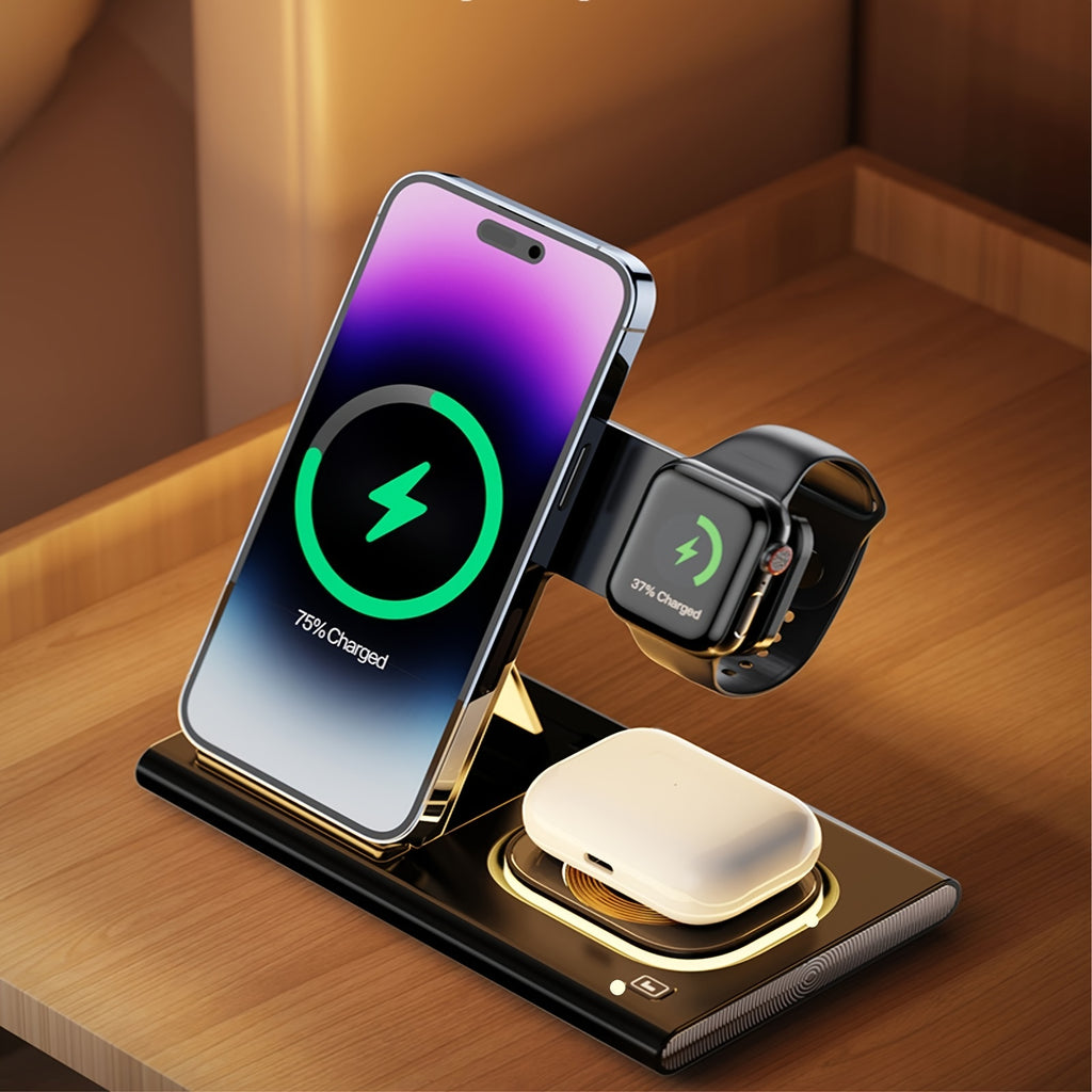 Wireless Charging Station, 4 In 1 Wireless Charger Stand, Multi Fast Wireless Charging Dock For iPhone Multiple Devices For IPhone 14/14 Plus/13/12/11/Pro/Max/X/XS/XR/8, For iWatch Ultra/8/7/6/5/4/3/2/SE, For Airpods 3/2/Pro,