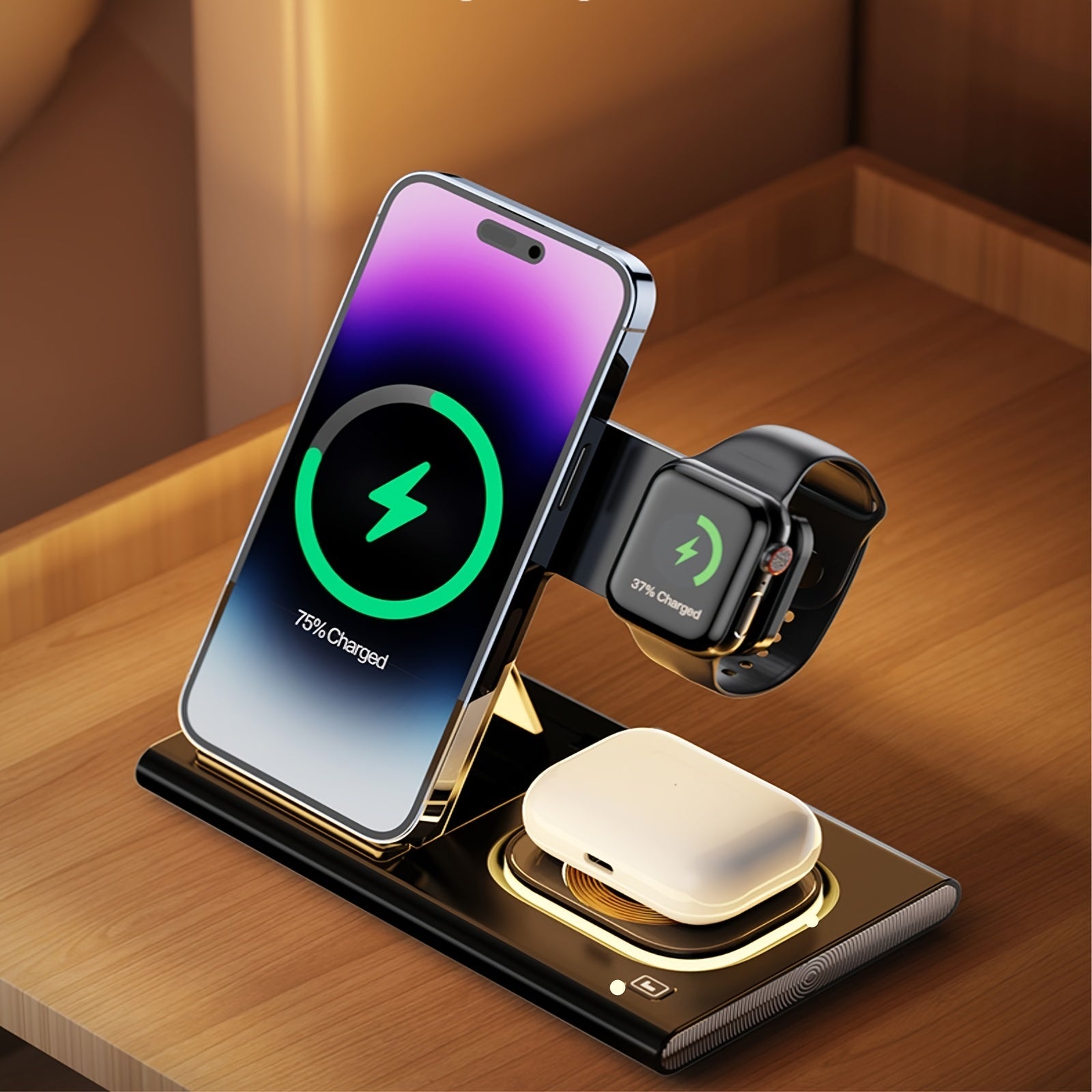Wireless Charging Station, 4 In 1 Wireless Charger Stand, Multi Fast Wireless Charging Dock For iPhone Multiple Devices For IPhone 14/14 Plus/13/12/11/Pro/Max/X/XS/XR/8, For iWatch Ultra/8/7/6/5/4/3/2/SE, For Airpods 3/2/Pro,