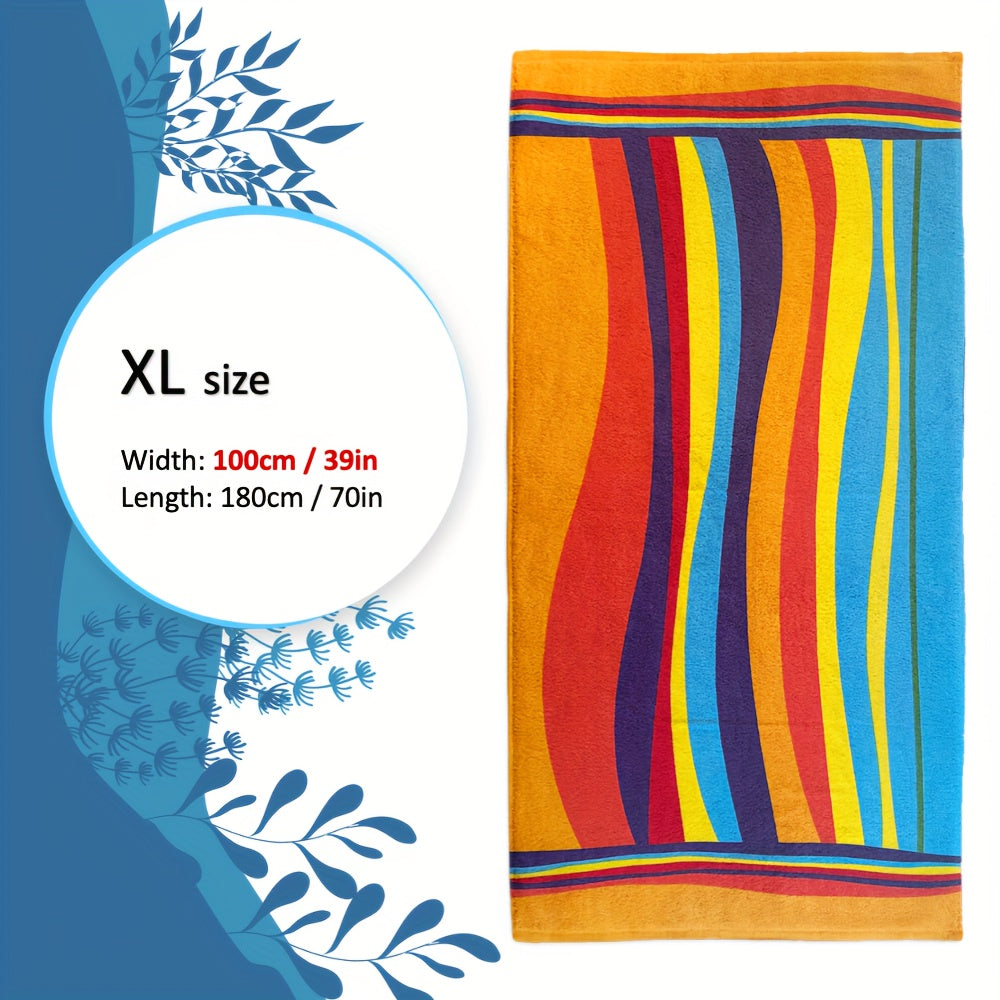[Extra Large Soft Beach Towel] Extra Large Striped Beach Towel - Ultra-Soft Microfiber, Quick-Dry & Sand-Free, Perfect for Travel, Yoga, Camping & Swimming - Machine Washable, Beach Towel