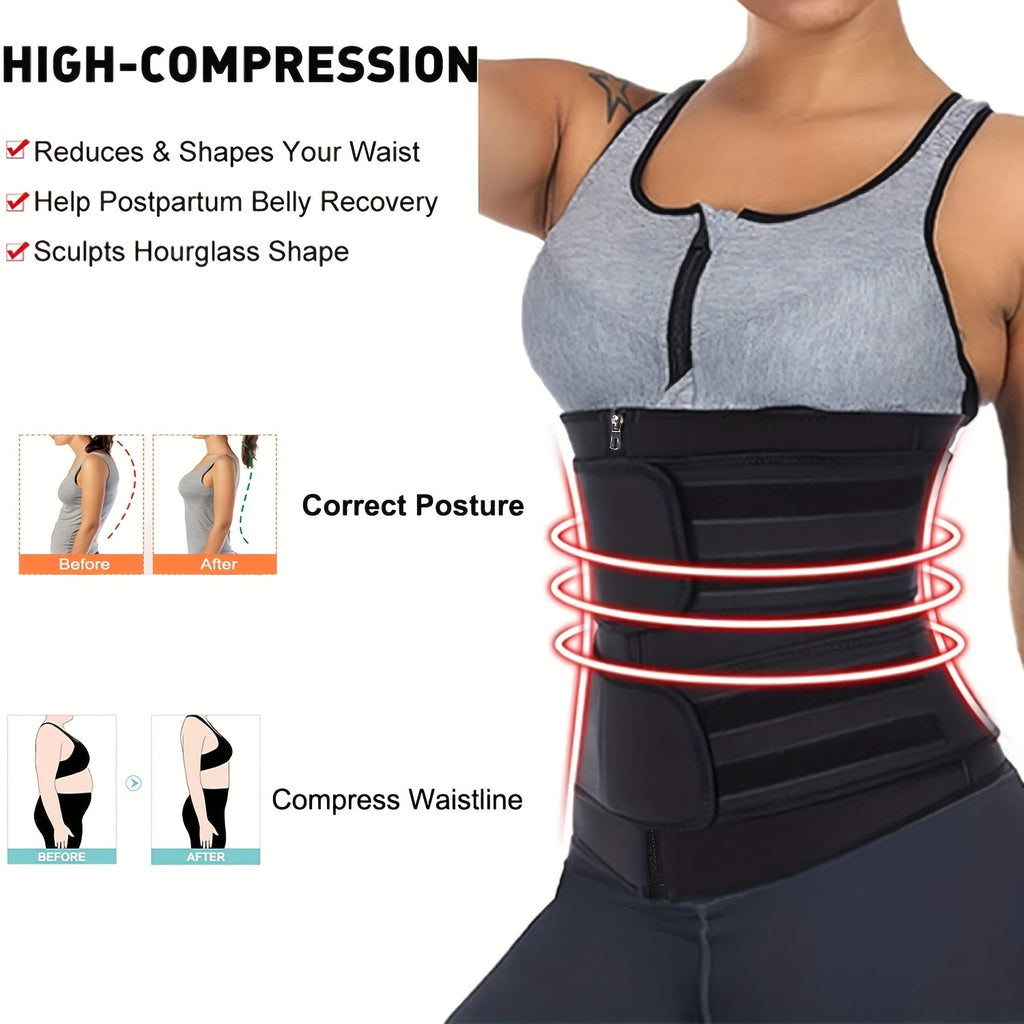Premium Neoprene Waist Trainer & Sauna Sweat Belt - Zip-Up, Non-Slip for Enhanced Workout Sweating, Tummy Control & Back Support, Lightweight & Stretchy Fabric, Perfect Curve Design for Fitness & Wellness