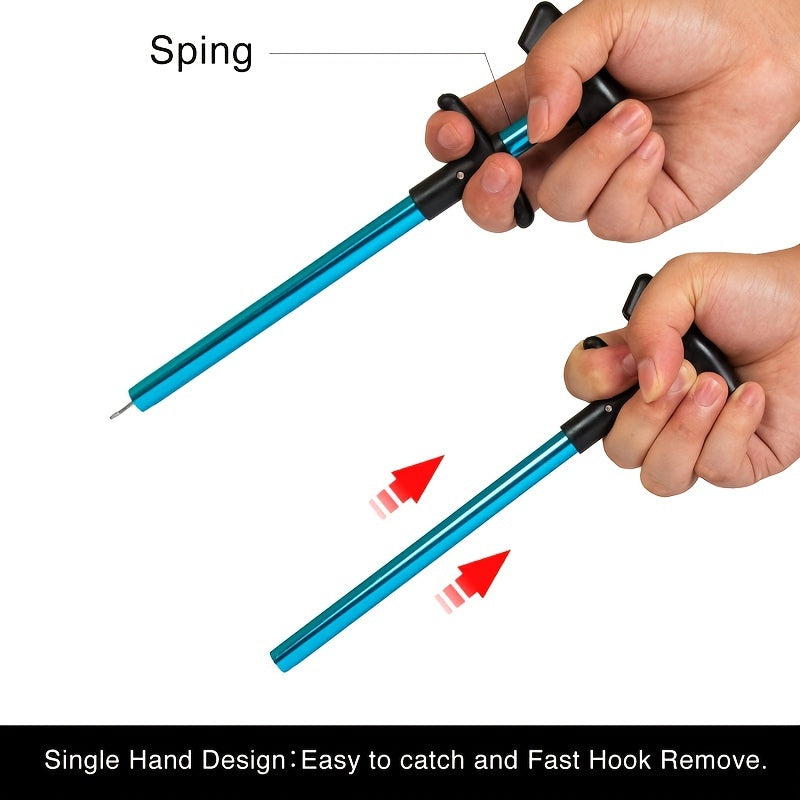 1pc T-Shaped Fish Hook Remover - Aluminum Alloy Fishing Tool with Ergonomic Handle & Blue Handle for Efficient Hook Separation, Ideal for Holiday Gifts (Father'S Day, Christmas, Thanksgiving), Fishing Accessory, Sleek Metalli