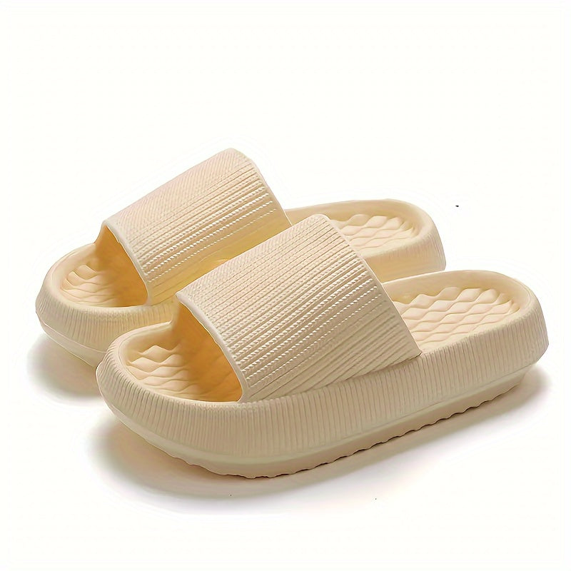 Simple Solid Color Slides, Casual Open Toe Soft Sole Shoes, Comfortable Indoor Home Bathroom Slides
