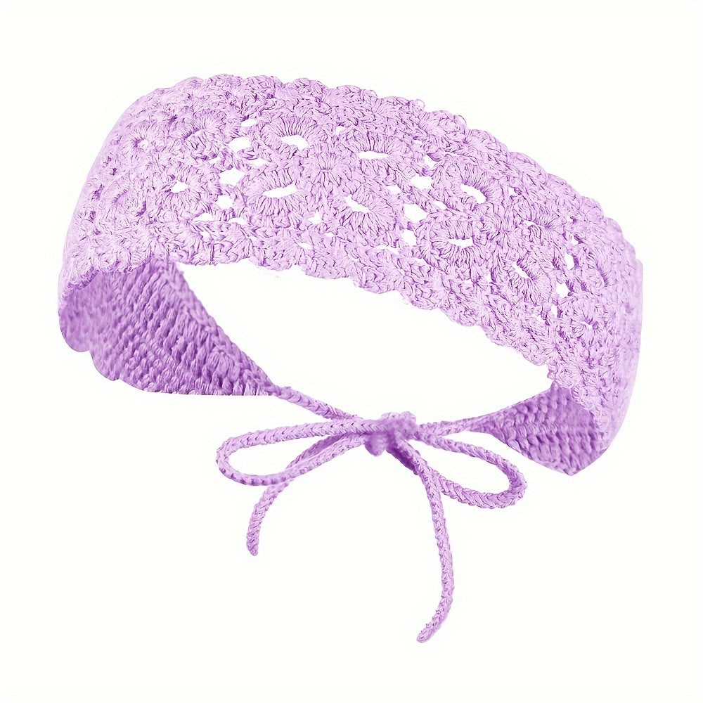 Women Crochet Headbands Boho Knitted Floral Elastic Hairband Vintage Head Wrap Hair Accessories