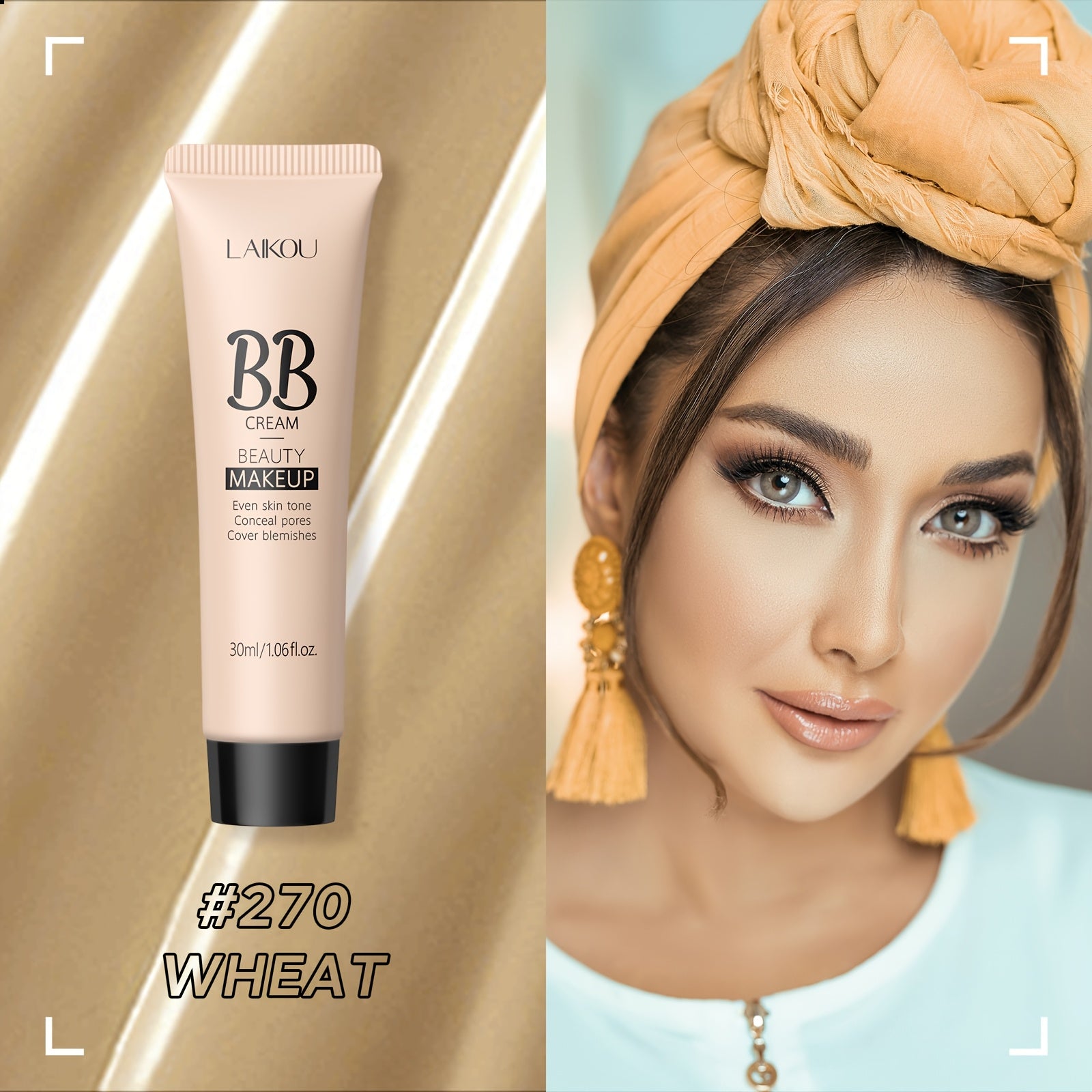 LAIKOU Waterproof BB Cream Full Coverage Concealer, Natural/Ivory/Tan 30ml, Long Lasting Foundation Make Up, Oil Control, Even Skin Tone, Hide Pores