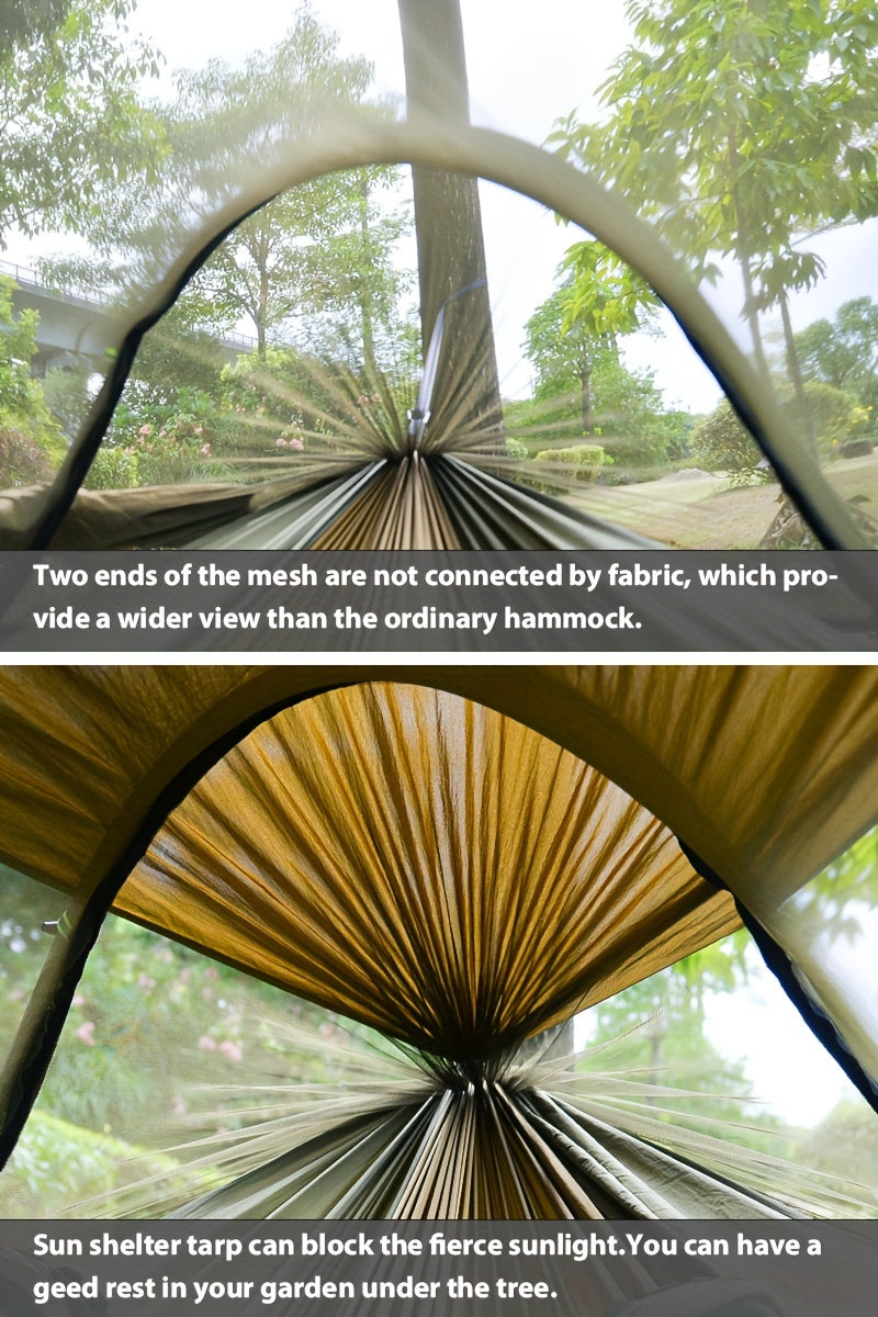 GEERTOP 3in 1 Outdoor Hammock with Mosquito Net Sun Shelter Rainfly, Double Sleep Rest Camping Hammock for Backpacking Travel Garden Park