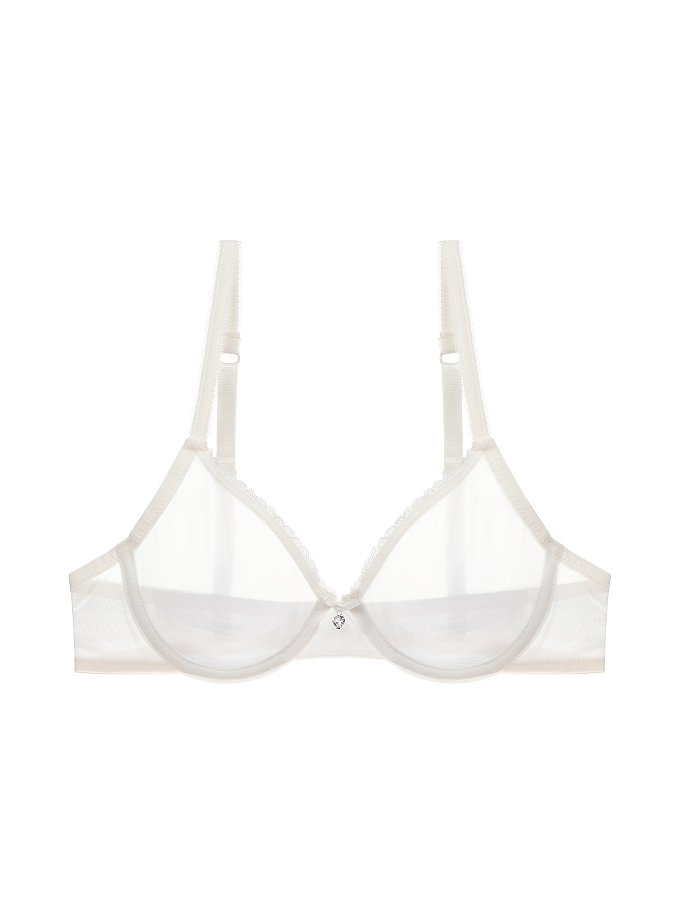 Transparent Mesh Thin Unlined Bra, Breathable Sheer No Pad Knitted Fabric Everyday Intimates Bra, Women's Lingerie & Underwear