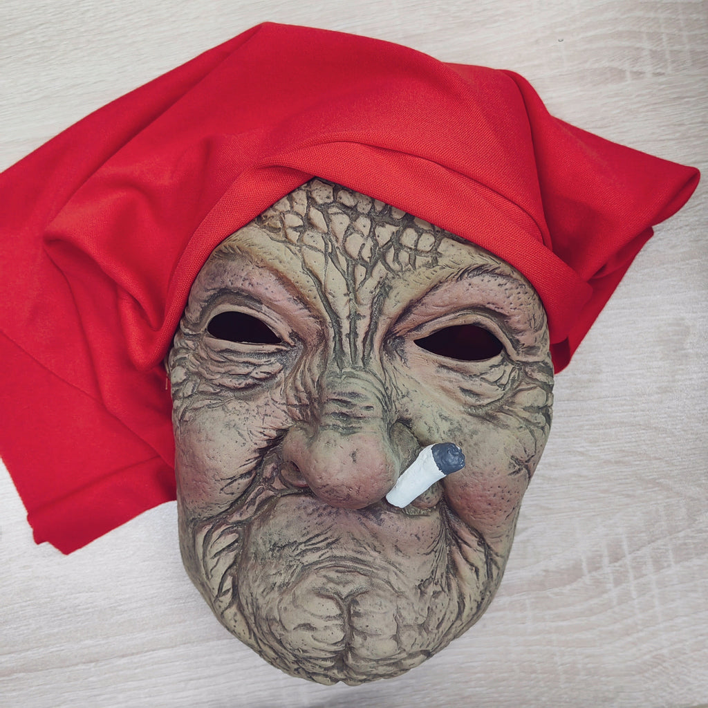 Little Red Hood Smoking Grandma Old Woman Mask Party Props Halloween, ideal choice for gifts Suitable for men and women.