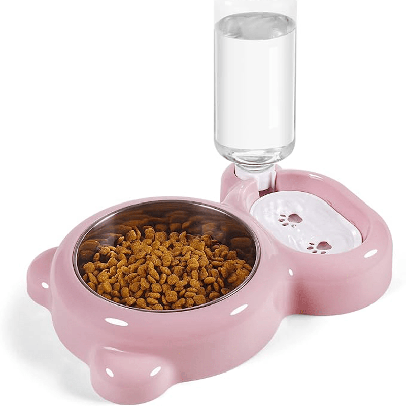 Keep Your Pet Hydrated & Fed with This Double Bowl Set & Automatic Water Dispenser Bottle!