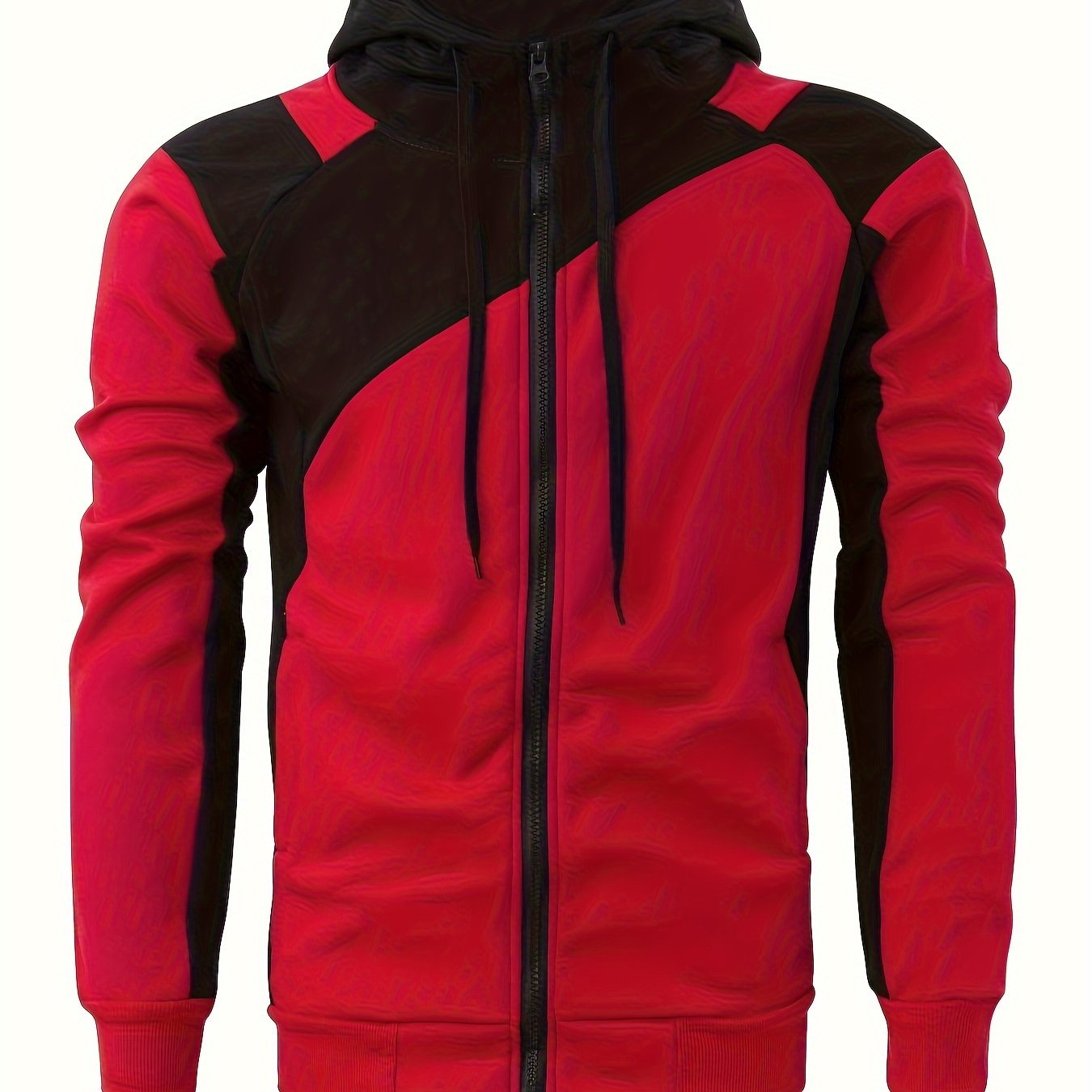 Men's Casual Color Block Zip Up Jacket With Hood - Varsity Style -  Soft Fleece Lining - Perfect for Fall/Winter - Ideal Gift for Teenagers & Young Adults