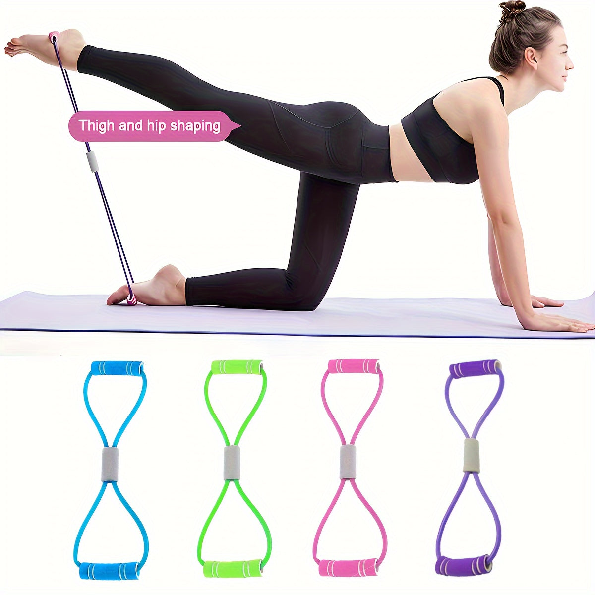 8-shaped Tension Belt With Handles, Elastic Yoga Resistance Band, Chest Expansion Belt For Arm & Leg Stretching, Workout, Yoga, Pilates, Suitable For Beginner