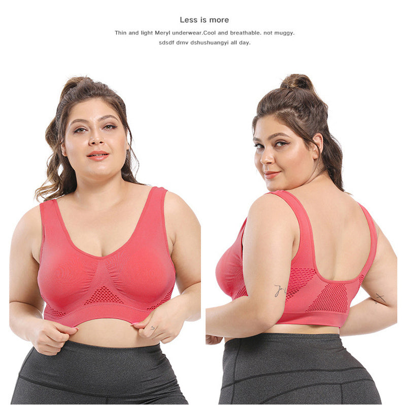 [Gentle Care] Plus Size Seamless Sports Bra for Women - Purple, Breathable Mesh Fabric, Push-Up with Removable Pads, Comfort Fit Vest Style, Sizes 36XL to 40XL, Plus Size Bra