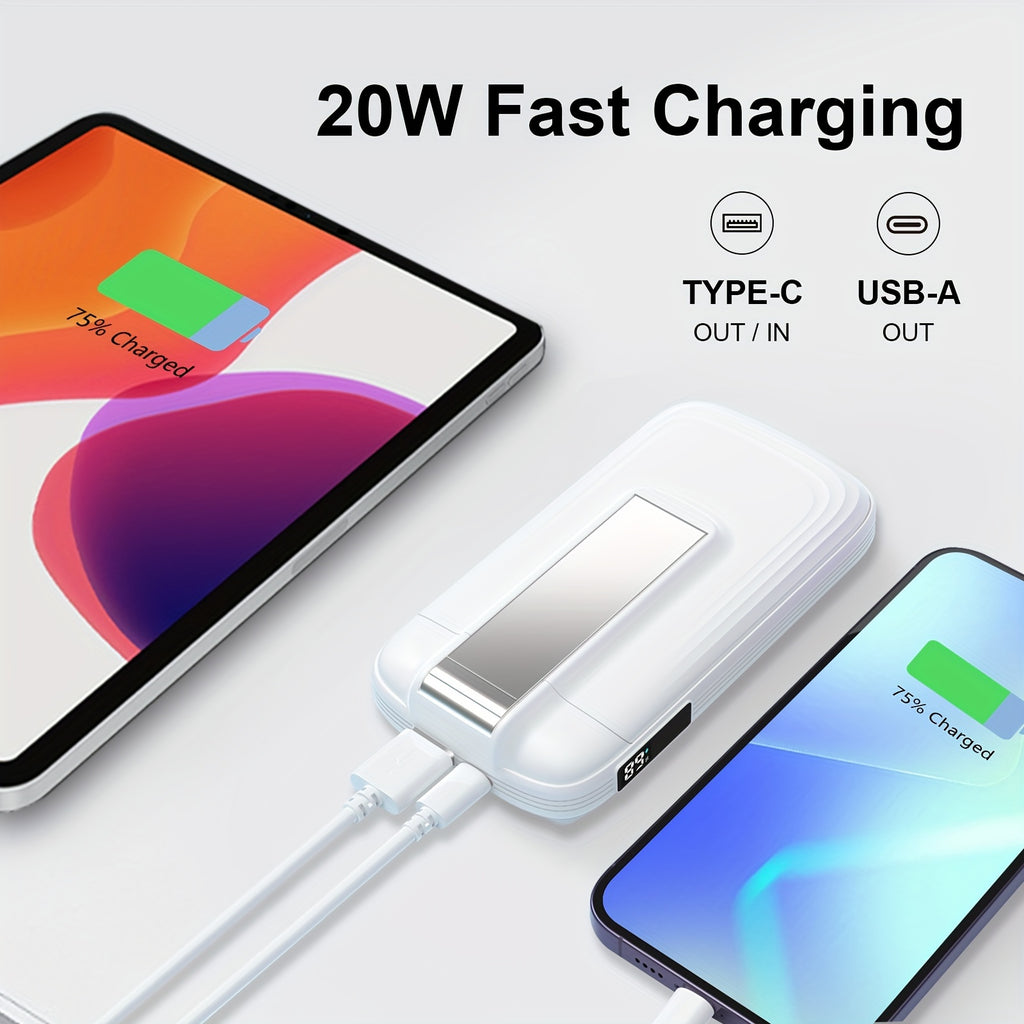 BezosMax 3 in 1 Wireless Charging Station 10000 mAh Power Bank Foldable Phone holder Magnetic Wireless Charger Adjustable angle lightweight Portable Fast charging Digital Power Display for iPhone/ iWatch/Airpods