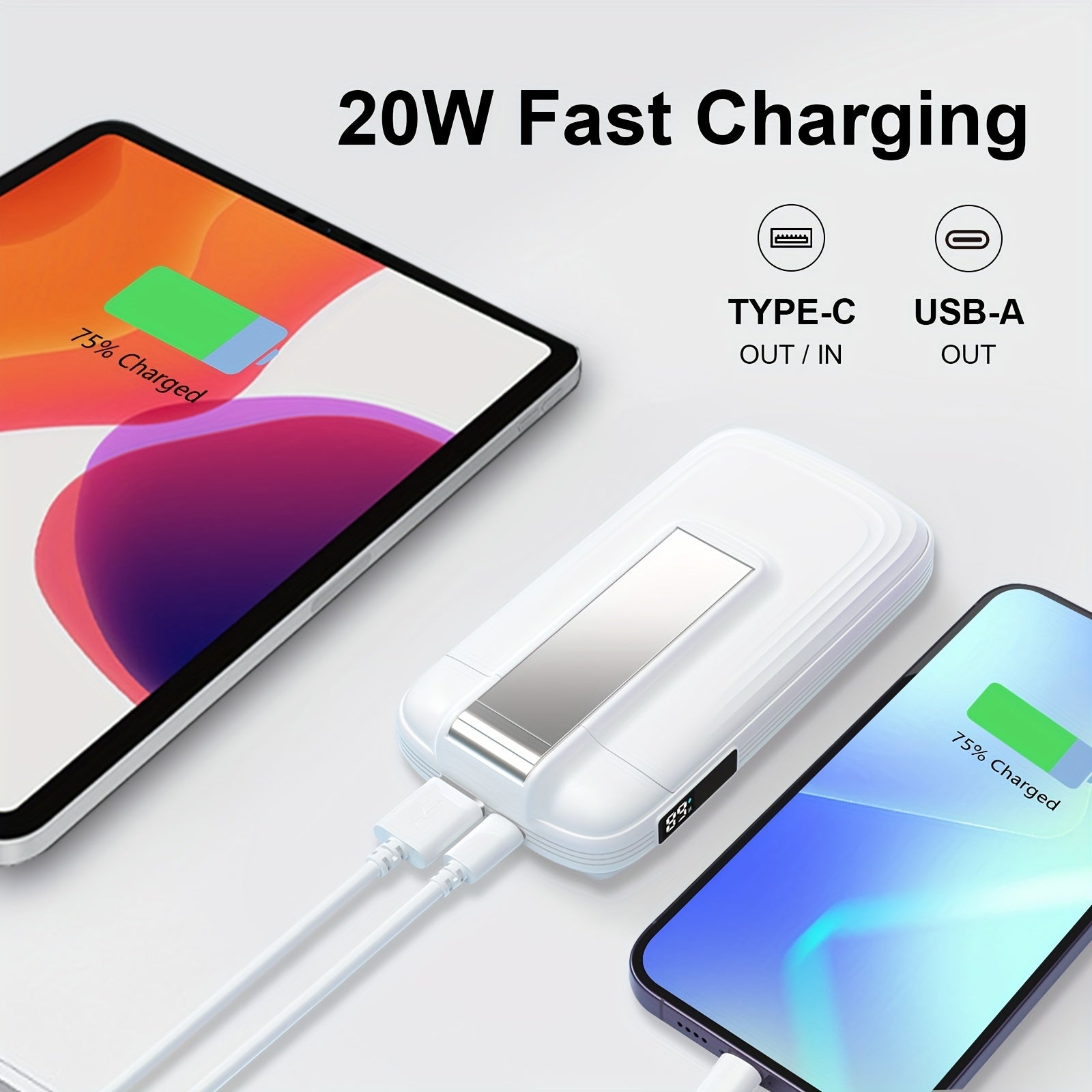 BezosMax 3 in 1 Wireless Charging Station 10000 mAh Power Bank Foldable Phone holder Magnetic Wireless Charger Adjustable angle lightweight Portable Fast charging Digital Power Display for iPhone/ iWatch/Airpods