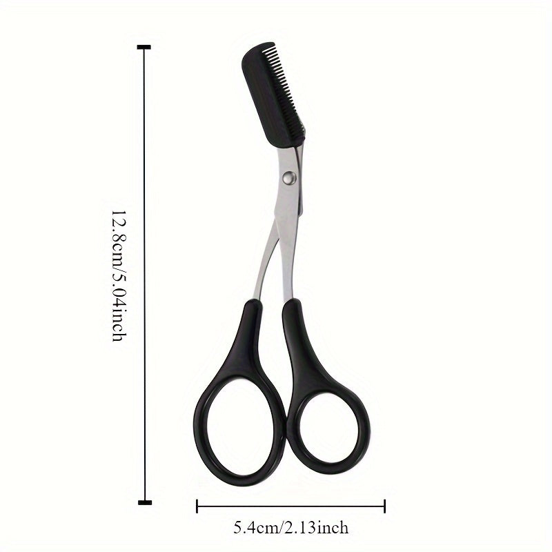 [Elegant Style] Stainless Steel Eyebrow Trimming Scissors with Pink Comb - Safe, Mini Makeup Grooming Tool for Perfectly Shaped Eyebrows, No Power Needed