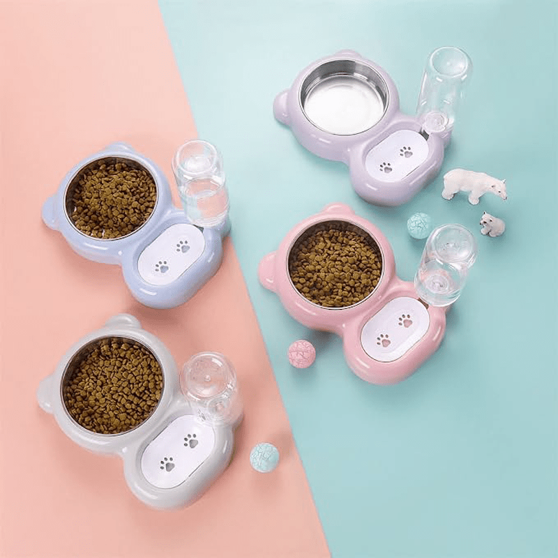 Keep Your Pet Hydrated & Fed with This Double Bowl Set & Automatic Water Dispenser Bottle!