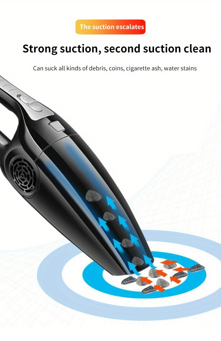 Car Vacuum Cleaner for Home Use, Large Suction Powerful Powerful Vacuum Cleaner for Car, Small Car Interior Vacuum Cleaner, Dry and Wet Dual-Use, Without Battery