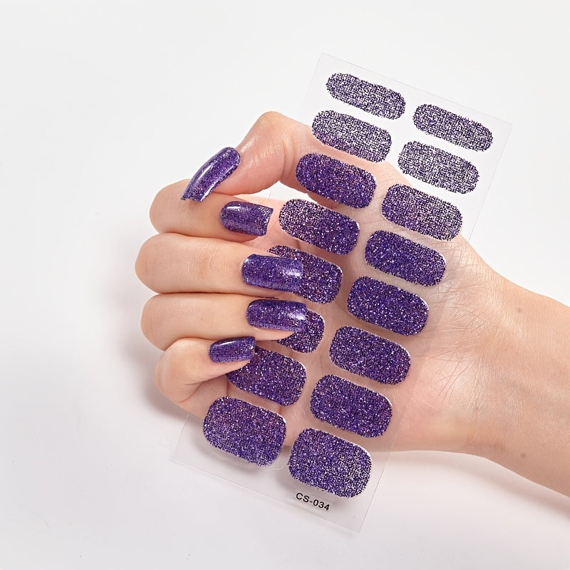 Sparkly Full Cover Nail Art Stickers - Self-Adhesive Nail Decals for Women - Easy to Apply and Long-Lasting Nail Art Strips