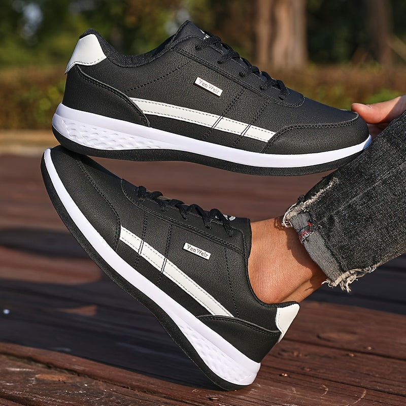 VanWeir Lightweight Men'S Shoes - Navy Blue & White, Stable Lace-Up Sneakers with MD/TPR Sole, Breathable Fabric Lining for Outdoor Sports, Hiking & Casual Wear