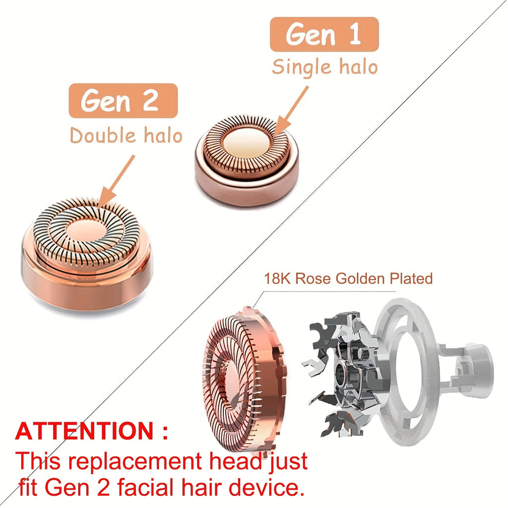 4pcs Facial Hair Remover Replacement Heads, Replacement Blades For Finishing Touch Flawless Generation 2 Hair Removal, Double Halo Painless And Gentle, For Women