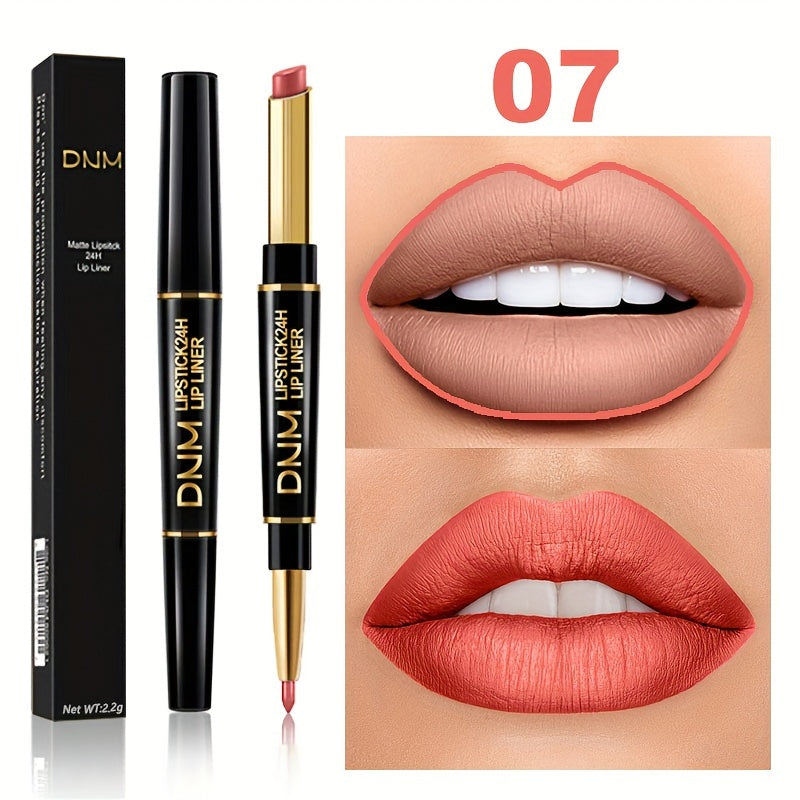 Double-Ended Gel Lipstick & Liner - Long-Lasting, High-Pigmented, Waterproof, Natural Makeup Effect for All Skin Types - Perfect Valentines Day Gift