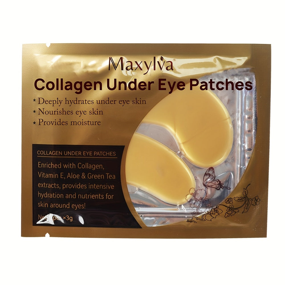 Maxylva Collagen Under Eye Patches - Hydrating & Moisturizing, Alcohol-Free Crystal Mask with Aloe Vera, Vitamin E & Green Tea Extracts, Ideal for All Skin Types, Deeply Nourishes & Provides Intensive Hydration, Eye Patches