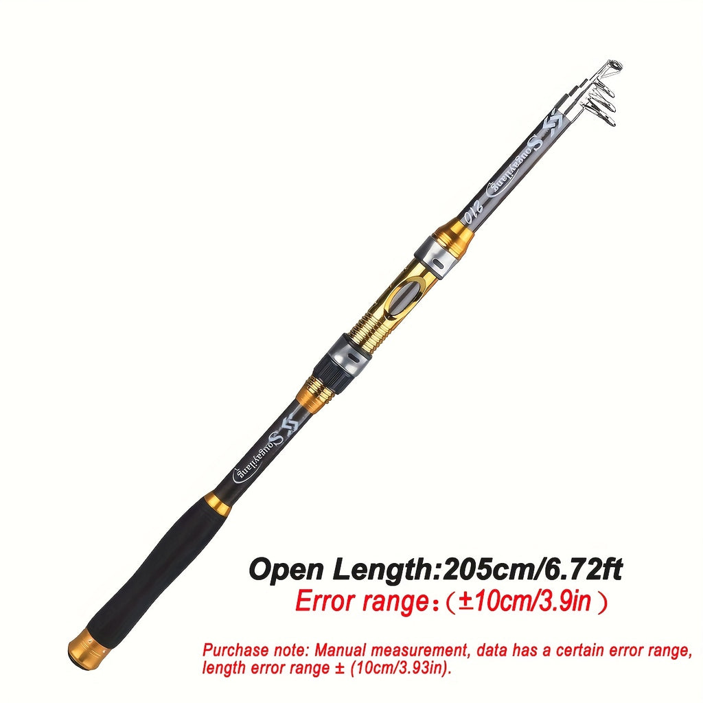 [Quality Construction] Sougayilang Ultralight Carbon Fiber Spinning Fishing Rod - Portable, Medium Action, 204.83-299.92cm Extendable Length, Black & Golden with Comfort Grip Handle - Ideal for All Anglers