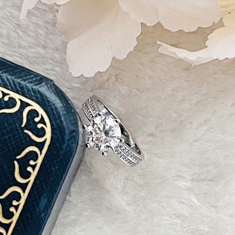 Original Tancise 925 Pure Silvery Ring with Moissanite Diamond and Certificate, Exquisite Jewelry for Women's Engagement Ring