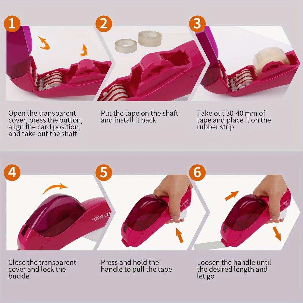 Automatic Tape Dispenser with One-Touch Operation - No Batteries Needed, Ergonomic Handheld Design for Gift Wrapping, Scrapbooking, Office Use - Compatible with 1.2cm/0.5" &, Durable Construction, Home Organizers