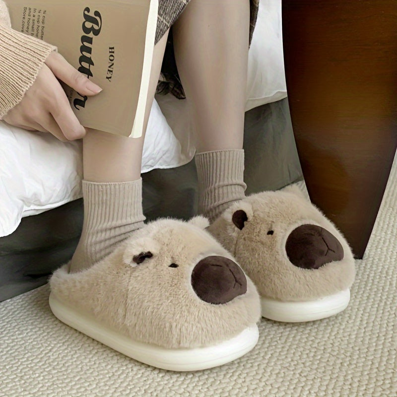 Warm Anti-slip Capibara Plush Slippers - Adorable Animal Women's Home Slippers