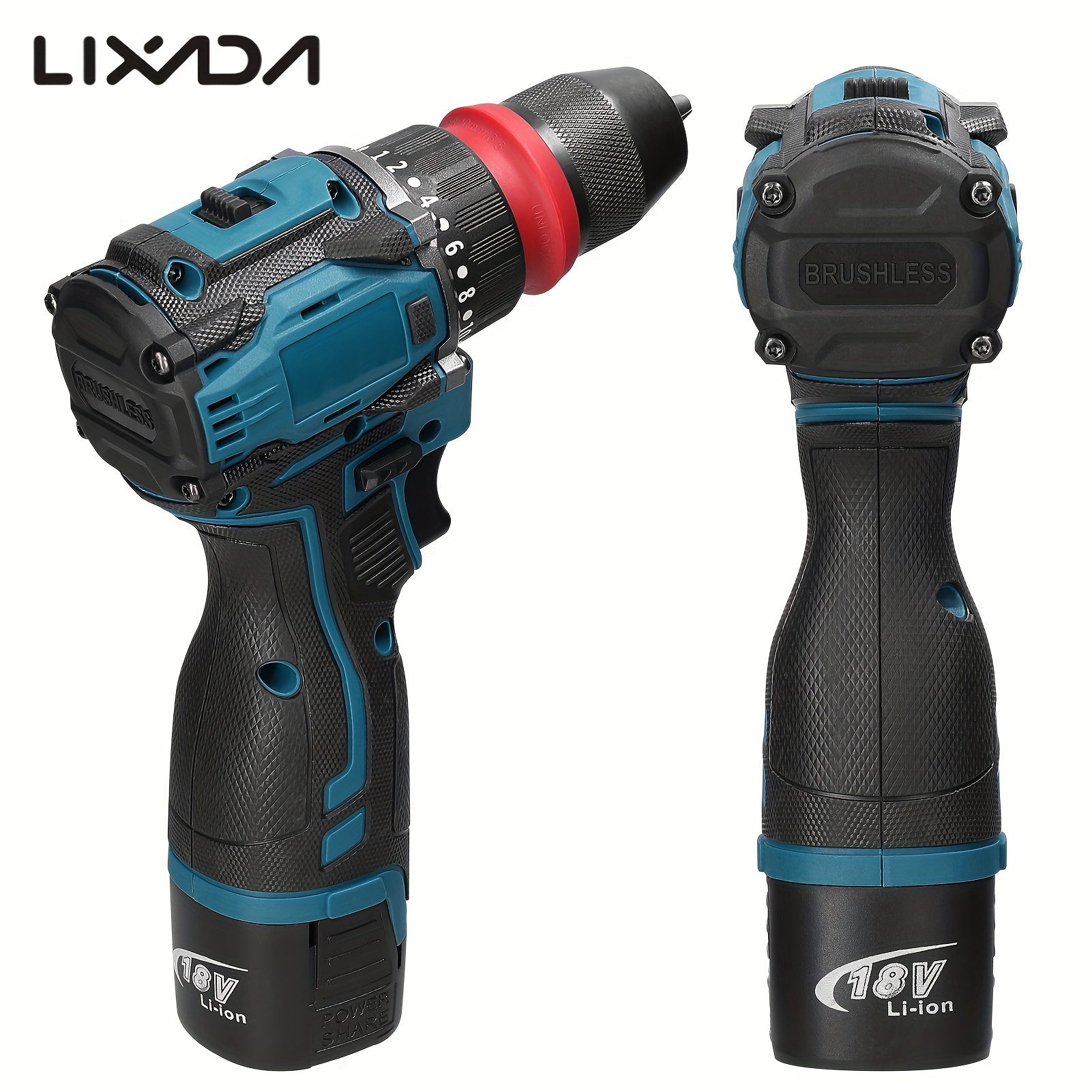 LIXADA 18V 2in1 Lithium Drill Electric Screwdriver Multi-function Power Tool 45Nm Torque Brushless Motor Practical Screw Driver For Home Appliances Furniture Installation Automotive Electronics