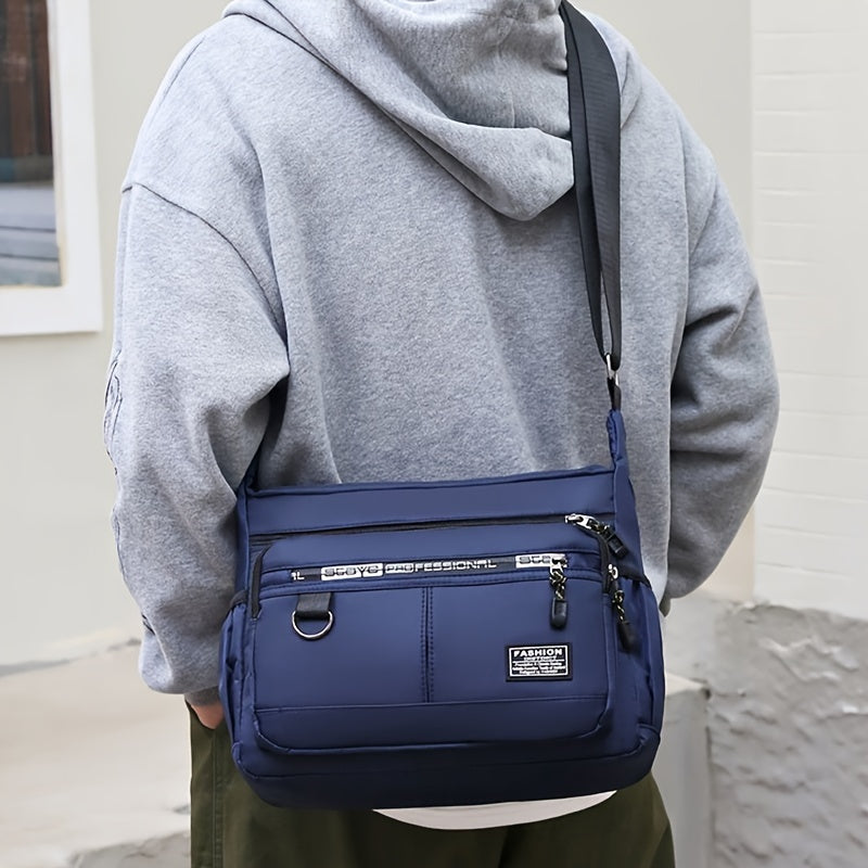 Men'S Nylon Oxford Canvas Casual Leisure Travel Shoulder Bag, Crossbody, Student, Tide, with Adjustable Tape, for Going Out