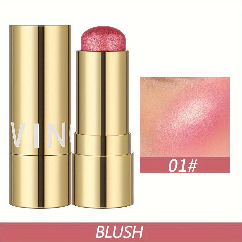 Multifunctional Highlighter Blush Stick - Brightening & Contouring Makeup Stick with Plant-Based Squalane, 3 Shades (Pink, Beige, Brown) for Cheeks, Lips, Eyes - Long-Lasting Shine, Easy Application, No Smudge, No Transfer, B