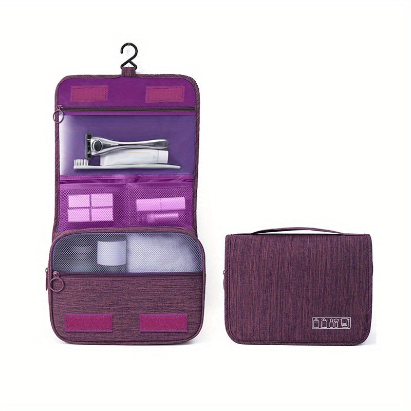 [Large Makeup Organizer] Durable Polyester Large Capacity Makeup Organizer Bag | Travel & Business, Wet & Dry Separation, Multiple Compartments for Cosmetics, Toiletries, And Accessories