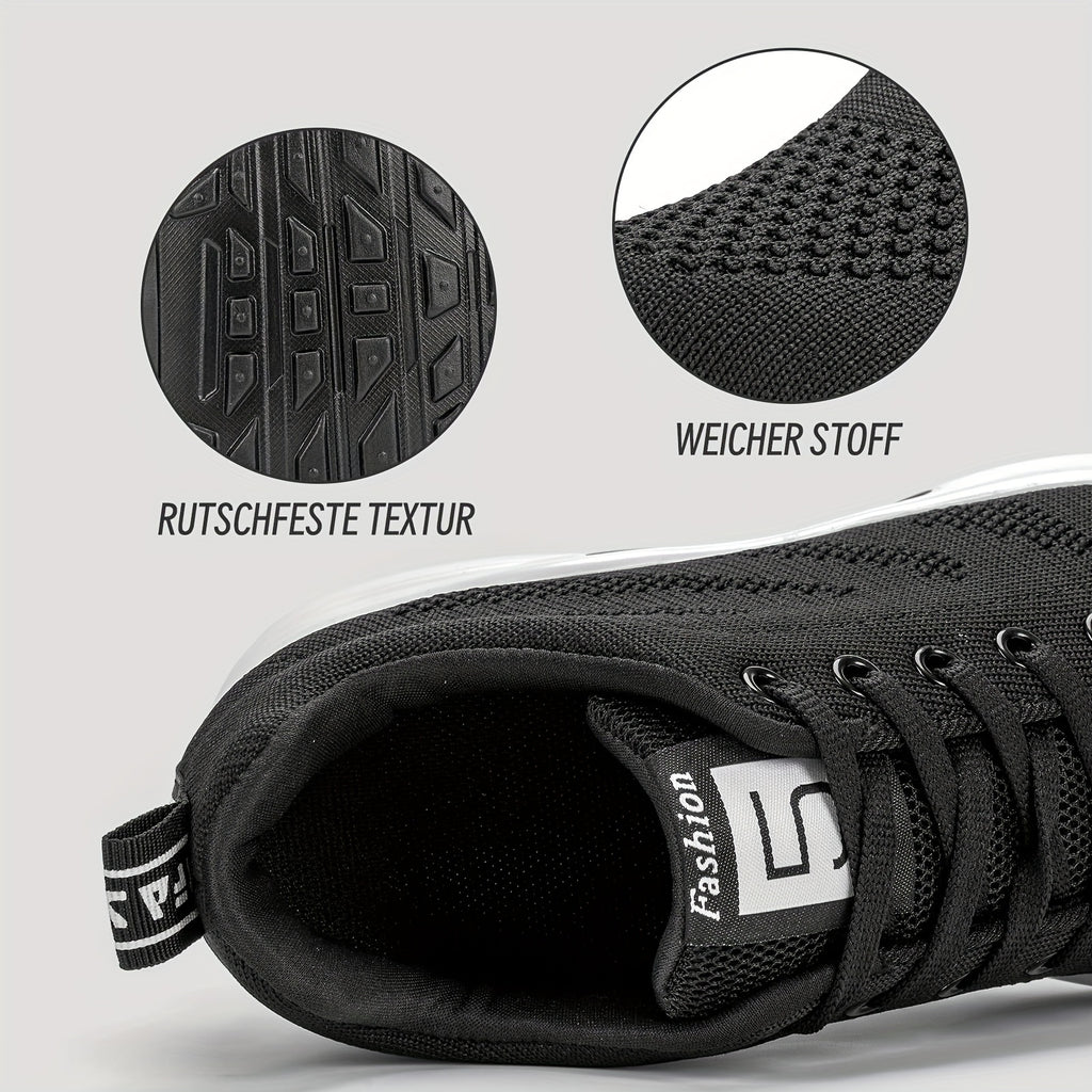 KOWAYI Women's Lightweight Breathable Mesh Low-Top Sneakers - Summer Casual Shoes with Cushioned Comfort, Black & White Accents for Walking, Errands & Casual Attire, Sporty Lifestyle Shoes | Modern Sneakers | Breathable Mesh